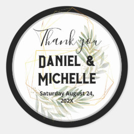 Sticker Rond Thème Botanique Mariage Arché Noir Moderne