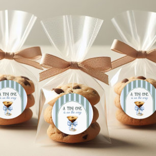 Sticker Rond Thème Café Espresso Martini Baby shower Bleu Bow