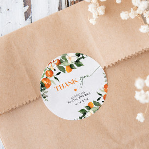 Sticker Rond Thème citrus oranges feuillage remerciement de mar