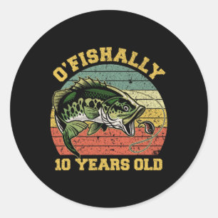 Sticker Rond Thème d'anniversaire de pêche O'fishally 10 ans Pa