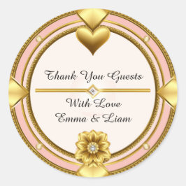 Sticker Rond Thème de célébration de mariage Ornement Rose Gold