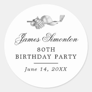 Sticker Rond Thème de golf 80e anniversaire Enveloppe Sceau