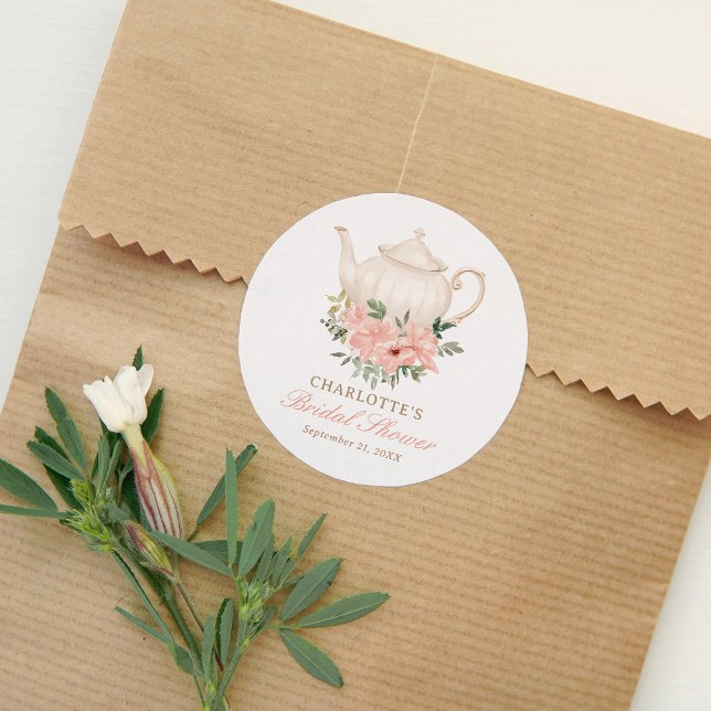 Sticker Rond Thème de mariage avec une fête de thé floral (Créateur téléchargé)