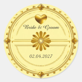 Sticker Rond 💗 Thème de mariage romantique Cœur Or ✨