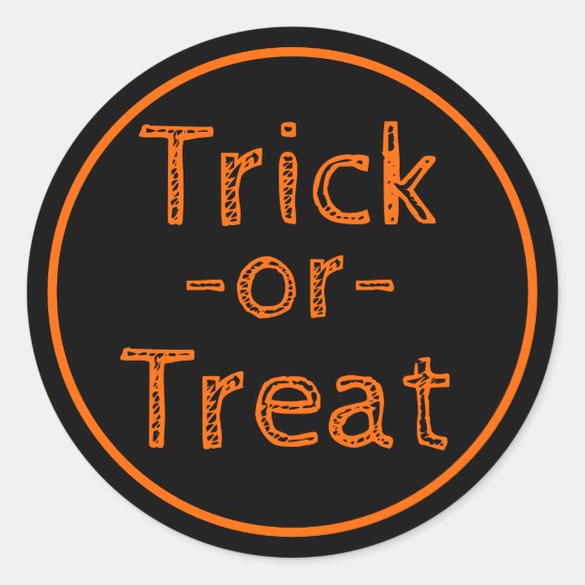 Sticker Rond Thème d'Halloween noir et orange (Devant)