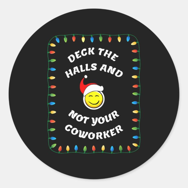 Sticker Rond Thème drôle de fête de Noël au travail  (Devant)