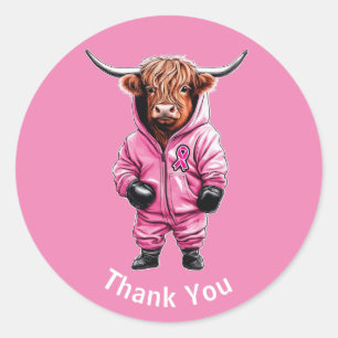 Sticker Rond Thème du cancer du sein du Merci