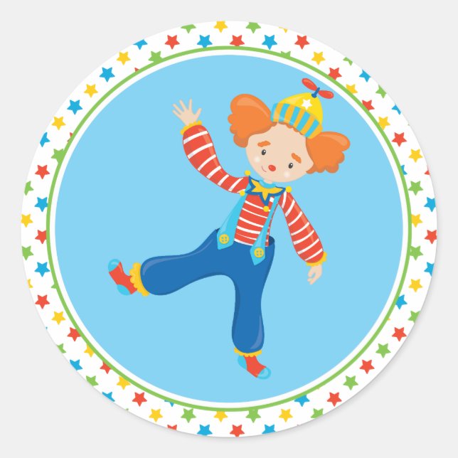 Sticker Rond Thème du cirque | Funny Clown (Devant)