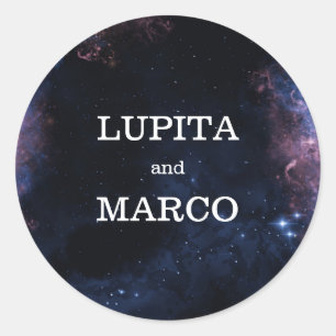 Sticker Rond Thème Espace Marine Élégantes Étoiles Galaxy Maria