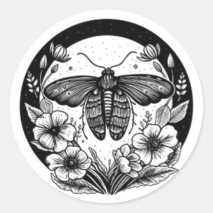 Sticker Rond Thème et fleurs sombres de l'académie