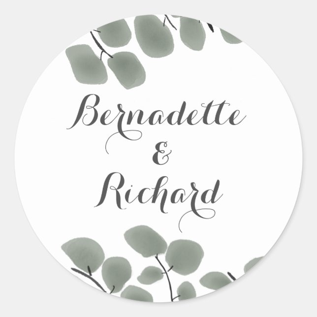 Sticker Rond Thème Feuille Eucalyptus (Devant)