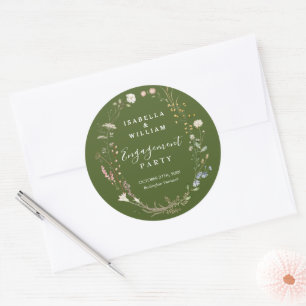 Sticker Rond Thème Fleur de Fougère Verte Bohème Rustique pour 