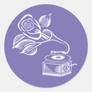 Sticker Rond thème floral rétro imagination jazz