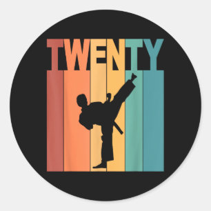 Sticker Rond Thème Karaté Taekwondo 20 ans 20e anniversaire