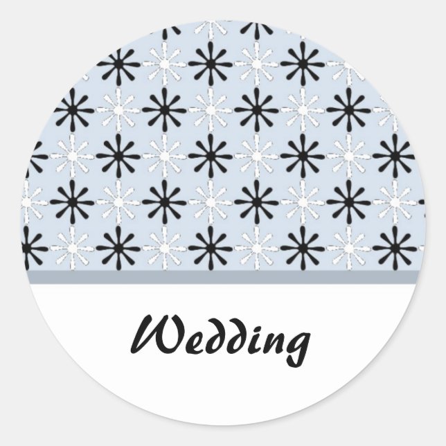 Sticker Rond Thème Mariage noir, blanc et bleu (Devant)