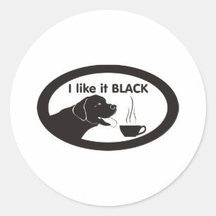 Sticker Rond Thème noir de café de Labrador