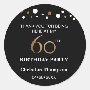 Sticker Rond Thème or et noir 60ème anniversaire
