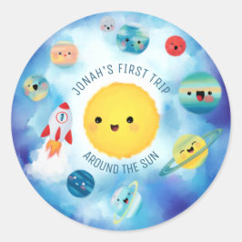 Sticker Rond Thème spatial Révolution spatiale 1er anniversaire