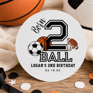 Sticker Rond Thème sportif Born 2 Ball pour le 2e anniversaire 