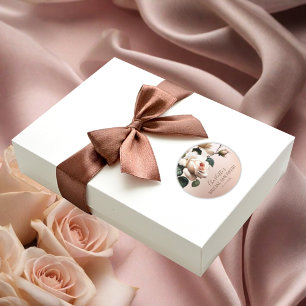 Sticker Rond Thème Tea Rose pour Baby Shower de mariage