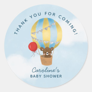 Sticker Rond Thème Voyage Baby shower bleu Merci préféré