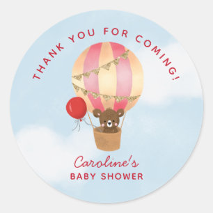 Sticker Rond Thème Voyage Baby shower rose Merci préféré
