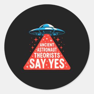Sticker Rond Théoriciens des anciens astronautes Ufo vaisseau s