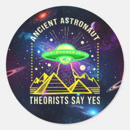 Sticker Rond Théoristes des astronautes anciens disent oui Théo