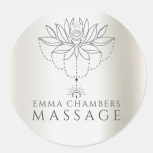 Sticker Rond Thérapeute en massage Fleur de Lotus Pearlisé