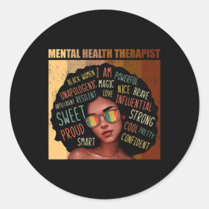 Sticker Rond Thérapeute en santé mentale Afro Femmes Noir Histo