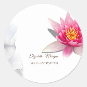 Sticker Rond Thérapeute, Lotus aquarelle, Yoga