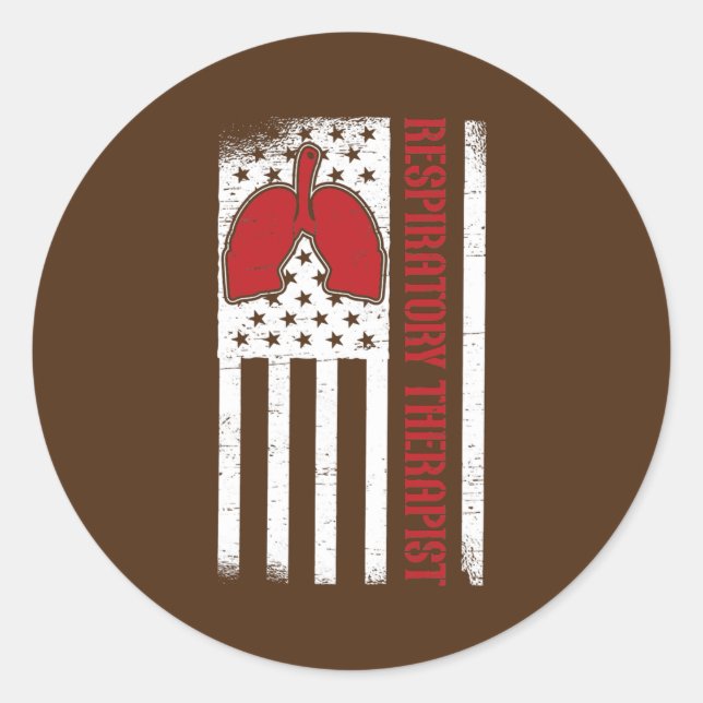 Sticker Rond Thérapeute respiratoire Drapeau Poumons (Devant)