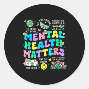 Sticker Rond Thérapie de sensibilisation à la santé mentale cer