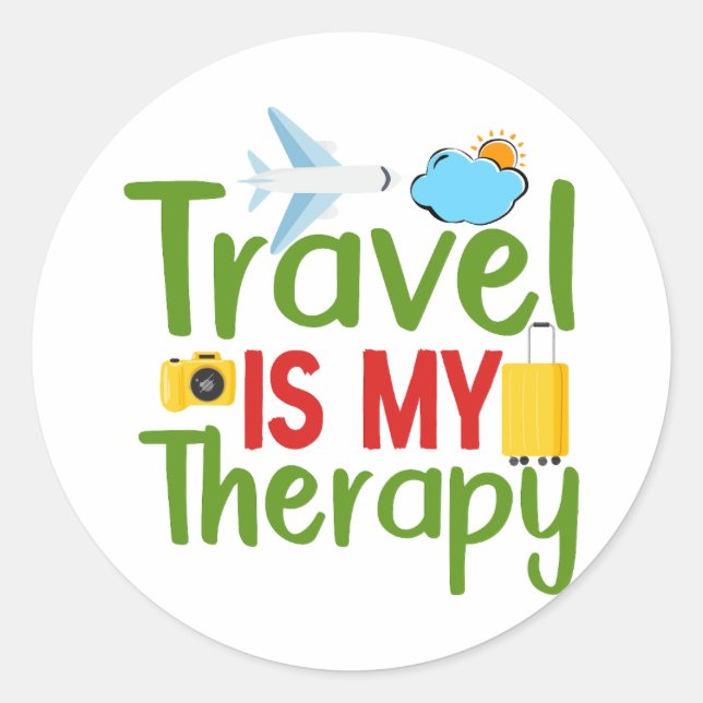 Sticker Rond Thérapie de voyage et inspiration, Aventure à vie (Devant)