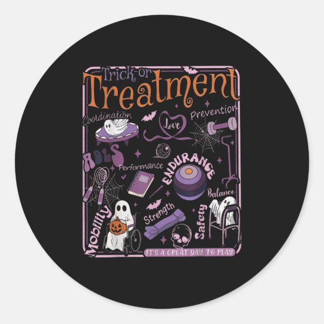 Sticker Rond Thérapie Physique Trick Ou Pt Therast Halloween (Devant)