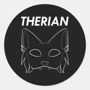 Sticker Rond Therian Furie Animal Masque Wolf Chat Chien