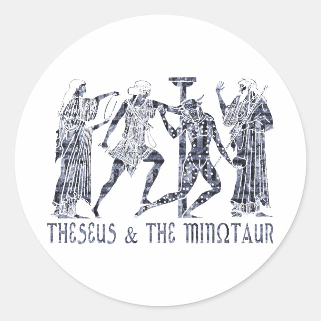 Sticker Rond Theseus & Le Minotaure (Devant)
