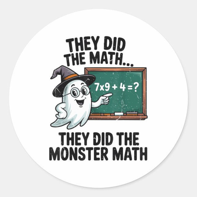 Sticker Rond They Did Monster Math Teacher Halloween Costume Ma (Devant)