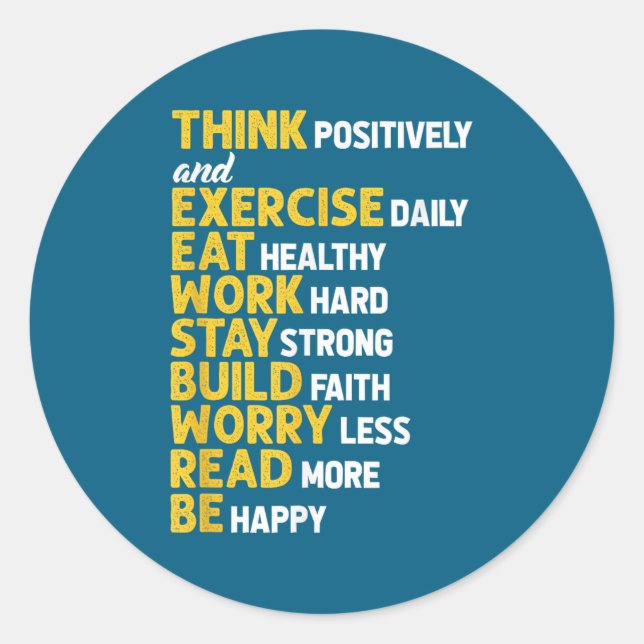 Sticker Rond Think Sitively Exercise Daily Gym Workout Motivati (Devant)