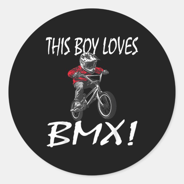 Sticker Rond This Boy Loves Bmx, Kids Bmx  (Devant)