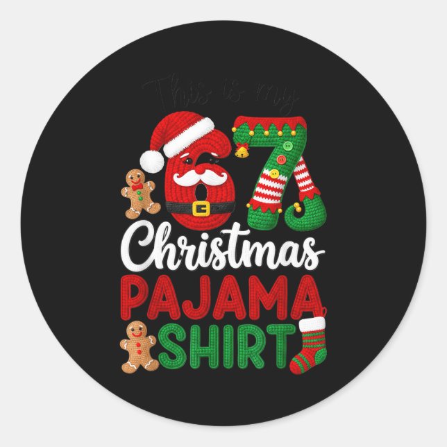 Sticker Rond This Is My Christmas Pajama Christmas 67 Family Ma (Devant)