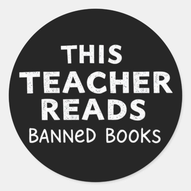 Sticker Rond This Teacher Reads Banned Books Graphic (Devant)