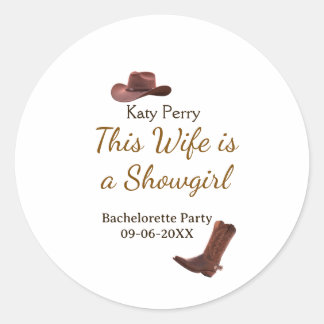Sticker Rond This Wife is a showgirl bachelorette party name da