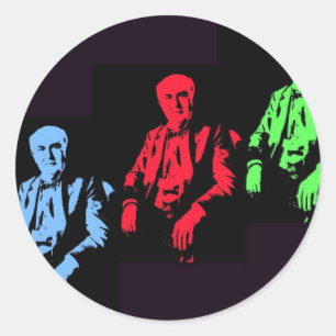 Sticker Rond Thomas Edison Collage