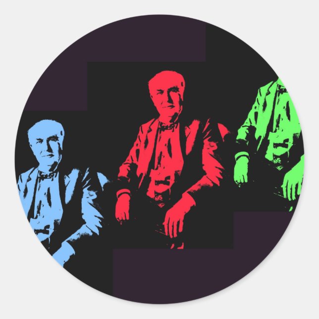 Sticker Rond Thomas Edison Collage (Devant)