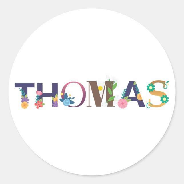 Sticker Rond THOMAS Prénom Élégant brodé (Devant)