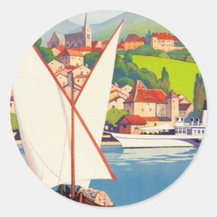 Sticker Rond Thonon Les Bains Français Travel Europe