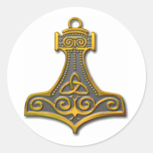 Sticker Rond Thor's Hammer-gold