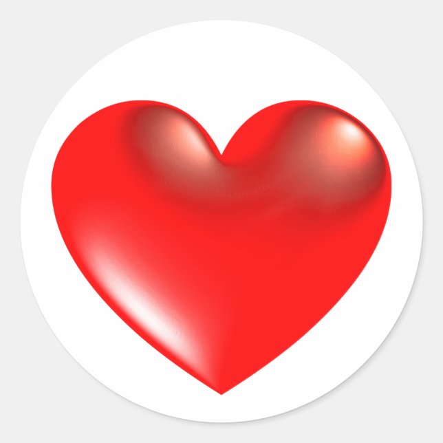 Sticker Rond Three Dimensional Style Heart Symbol Red (Devant)