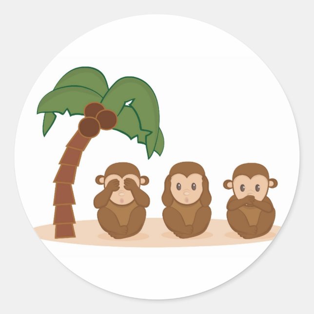Sticker Rond Three little monkeys - trois barboteuses (Devant)